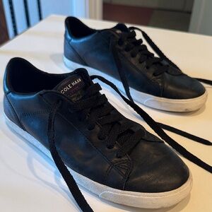 Cole Haan Women’s Black and White Sneakers with Gold Logo 7.5